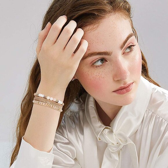 Leather Wrap Bracelet Set 3Pack Multilayer Magnetic Clasp Women's Cuff Jewelry - Picture 2 of 7